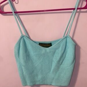 Cropped blue tank top